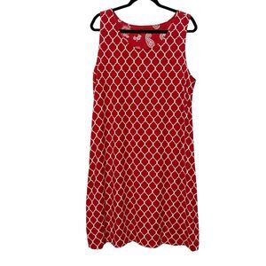 Kim Rogers Size Large Reversible Dress Red White Sleeveless Paisley Print Casual